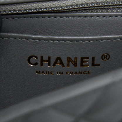 Chanel 22A Mini Rectangular Flap Bag Lambskin Grey L (Microchip).