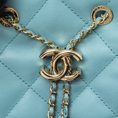 Chanel Bucket Bag Calfskin Light Blue L