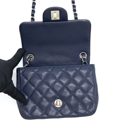 Chanel Mini Square Flap Bag Caviar Navy