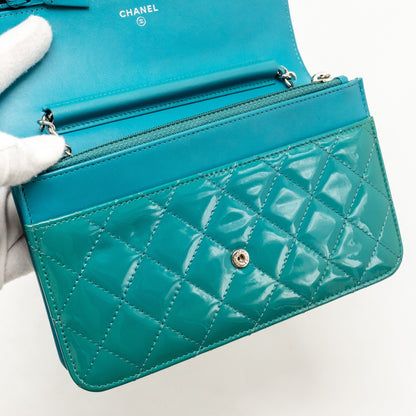 Chanel Boy Wallet on Chain Patent Green