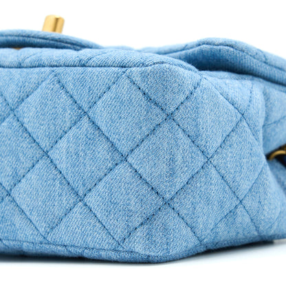 Chanel 22C Denim Pearl Crush Mini Square Flap Bag