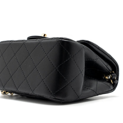 Chanel Classic Mini Square Flap Bag Lambskin Black L (Microchip)