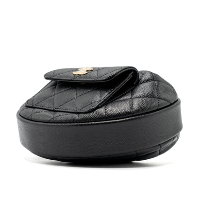Chanel 23B round clutch caviar black  (microchip)
