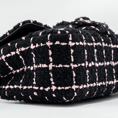 Chanel 23K Flower Bomb Mini Rectangular Flap Bag Tweed Black/Pink L (Microchip)