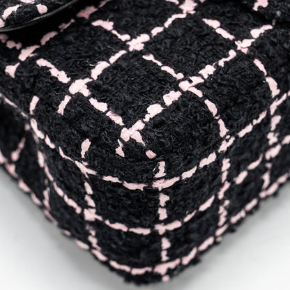 Chanel 23K Flower Bomb Mini Rectangular Flap Bag Tweed Black/Pink L (Microchip)