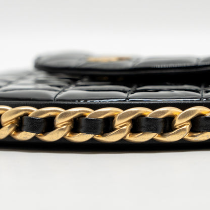 Chanel 23K Hoop Bag Patent Leather Black  (Microchip)