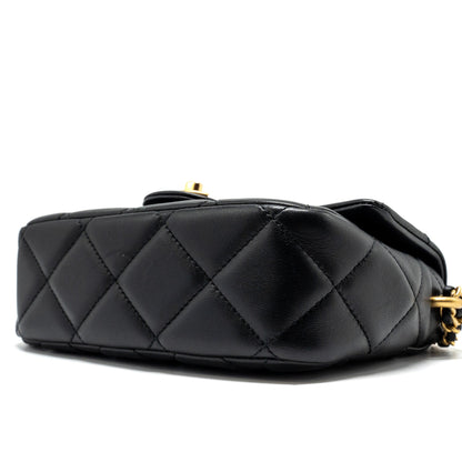 Chanel My Perfect Mini Flap Bag with Pearl Chain Lambskin Black  (Microchip)