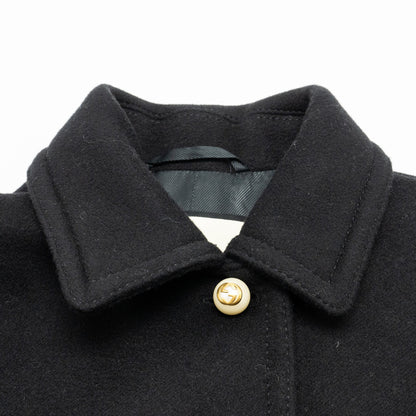 Gucci Size 38 GG Pearl Button Coat Wool Black