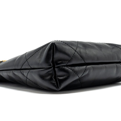 Chanel Mini 22 Bag Shiny Calfskin BLACK  (Microchip)