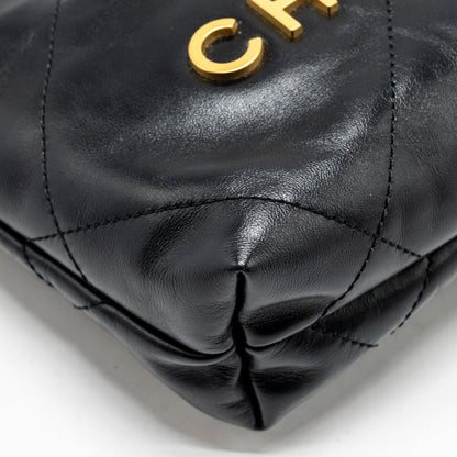 Chanel Mini 22 Bag Shiny Calfskin BLACK  (Microchip)