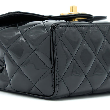 Chanel 22K Retro Classic New Square Mini Flap Bag Patent Black Brushed (Microchip)