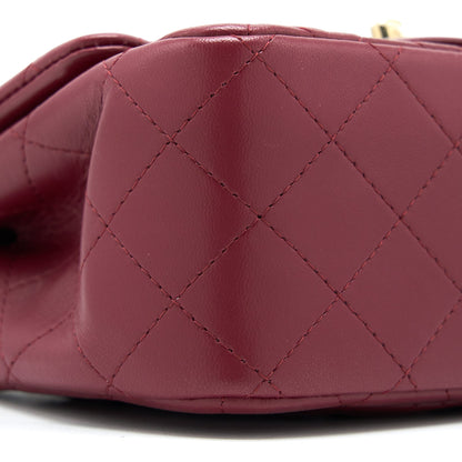 Chanel 22A Mini Square Flap Bag Lambskin Burgundy L (Microchip)