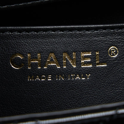 Chanel 22K Retro Classic New Square Mini Flap Bag Patent Black Brushed (Microchip)