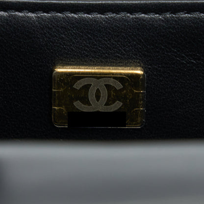 Chanel 22K Retro Classic New Square Mini Flap Bag Patent Black Brushed (Microchip)