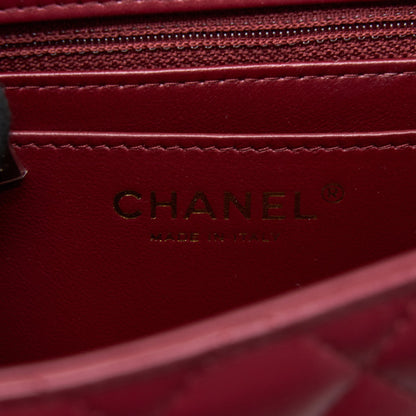 Chanel 22A Mini Square Flap Bag Lambskin Burgundy L (Microchip)