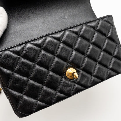 Chanel 24c Detail Top Handle Flap Bag Lambskin Black