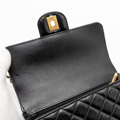 Chanel 24c Detail Top Handle Flap Bag Lambskin Black