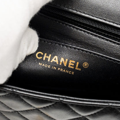 Chanel 24c Detail Top Handle Flap Bag Lambskin Black