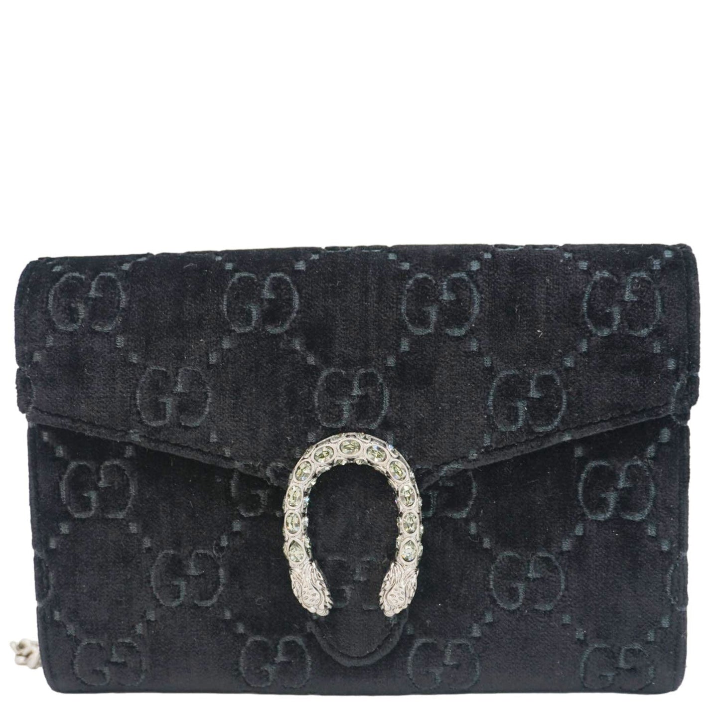 GUCCI Dionysus Mini GG Monogram Velvet Crossbody Bag Black 401231