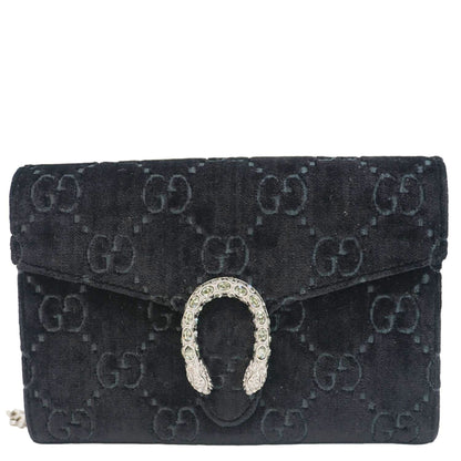 GUCCI Dionysus Mini GG Monogram Velvet Crossbody Bag Black 401231