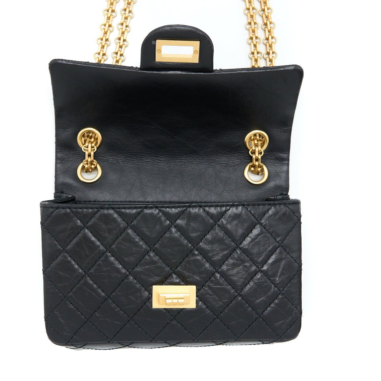 Chanel Mini 2.55 Reissue Flap Bag Aged Calfskin Black Brushed  (Microchip)