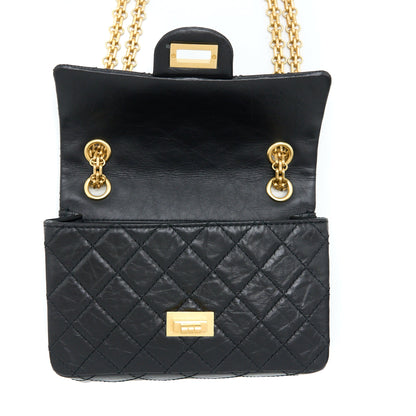 Chanel Mini 2.55 Reissue Flap Bag Aged Calfskin Black Brushed  (Microchip)