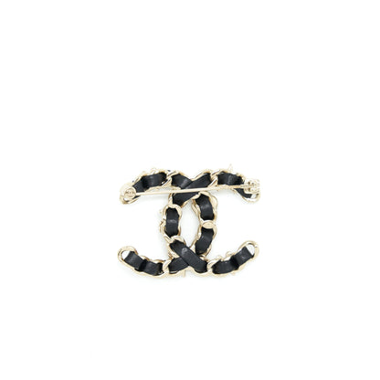 Chanel 22S CC Logo Chain Brooch With Charm Black L
