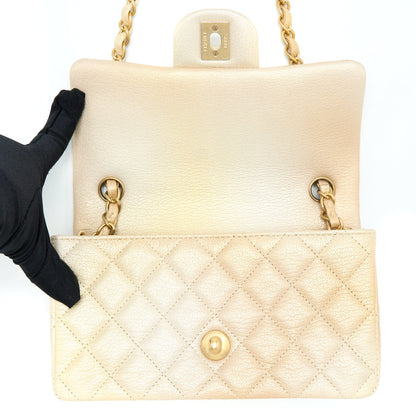 Chanel 22C Mini Rectangular Flap Bag Goatskin Ombre Beige Brushed (Microchip)