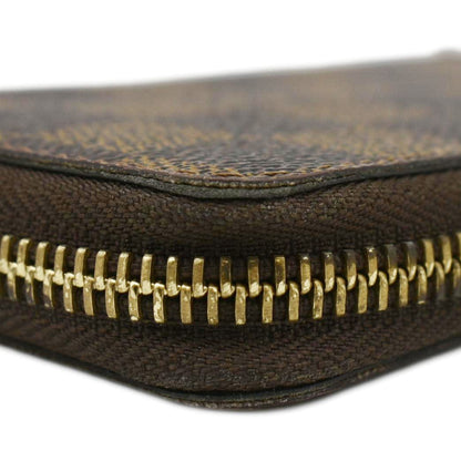 LOUIS VUITTON Clemence Damier Ebene Zippy Wallet Brown
