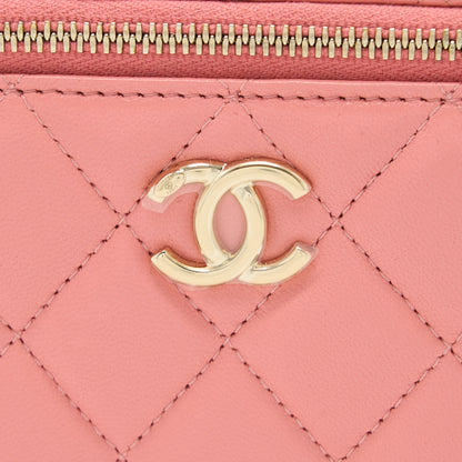 Chanel 22A Top Handle Long Vanity Case Lambskin Pink L (Microchip)