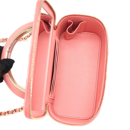 Chanel 22A Top Handle Long Vanity Case Lambskin Pink L (Microchip)
