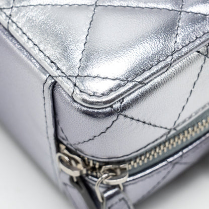 Chanel Mini Quilted Vanity With Giant Chain Lambskin Metallic Grey