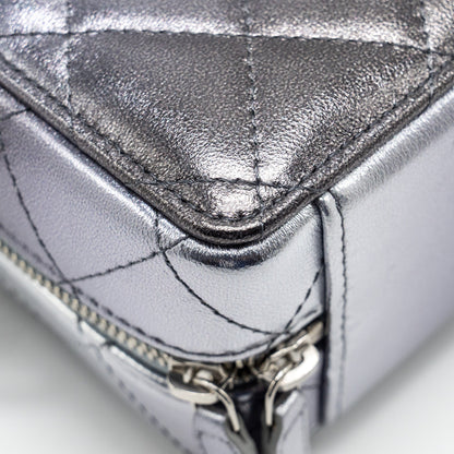 Chanel Mini Quilted Vanity With Giant Chain Lambskin Metallic Grey