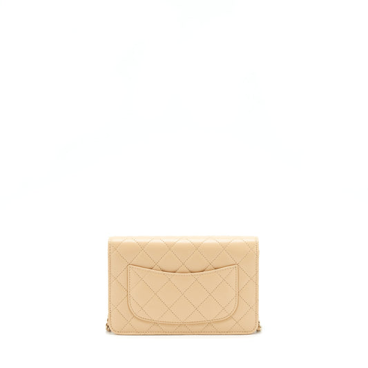Chanel Classic Wallet On Chain Lambskin Beige L（Microchip）