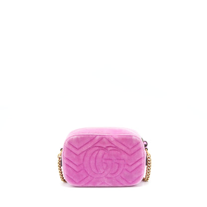 Gucci GG Marmont Camera Bag Velvet Pink With Crystal