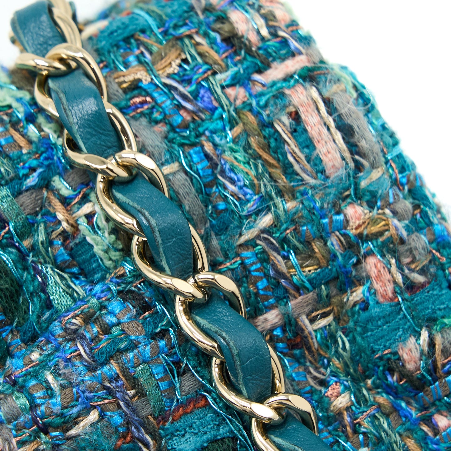 Chanel Mini Rectangular Flap Bag Tweed Multicolor Green L