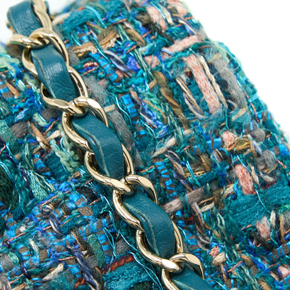 Chanel Mini Rectangular Flap Bag Tweed Multicolor Green L