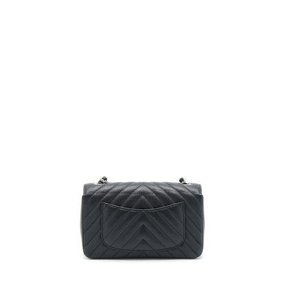 Chanel Chevron Mini Rectangular Flap Bag Caviar Black
