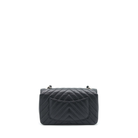 Chanel Chevron Mini Rectangular Flap Bag Caviar Black