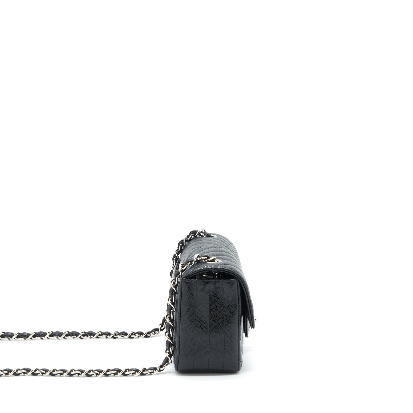 Chanel Chevron Mini Rectangular Flap Bag Caviar Black