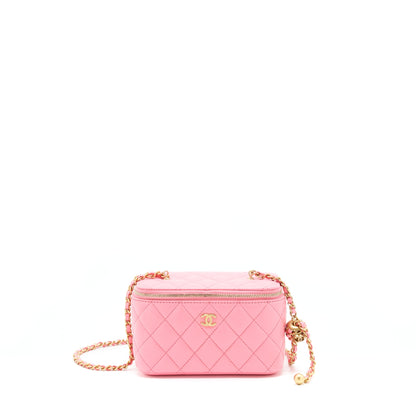 Chanel 22S Pearl Crush Long Vanity With Chain Lambskin Pink