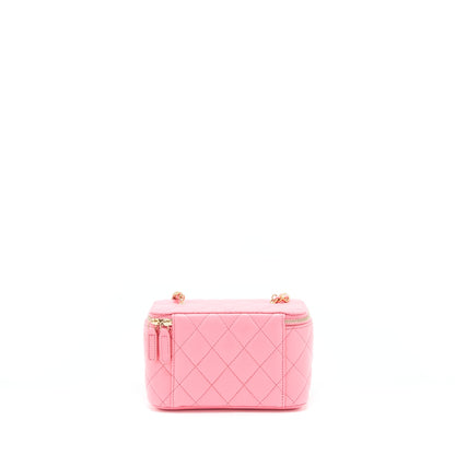 Chanel 22S Pearl Crush Long Vanity With Chain Lambskin Pink