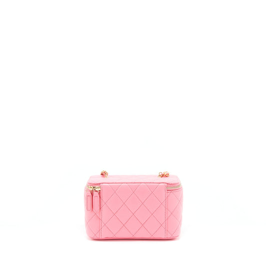 Chanel 22S Pearl Crush Long Vanity With Chain Lambskin Pink