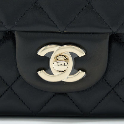 Chanel Mini Rectangular Lambskin Black L(Microchip)