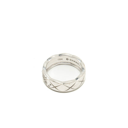 Chanel Size 54 Coco Crush Ring Small Version Quilted Motif White Gold, Diamonds
