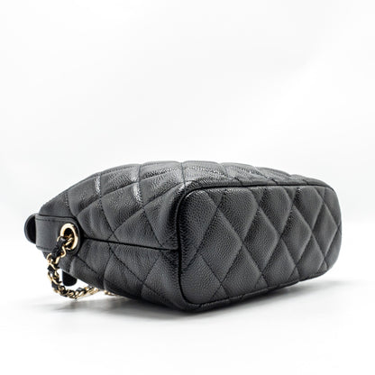 Chanel 25C Quilted Hobo Bag Caviar Black L (Microchip)
