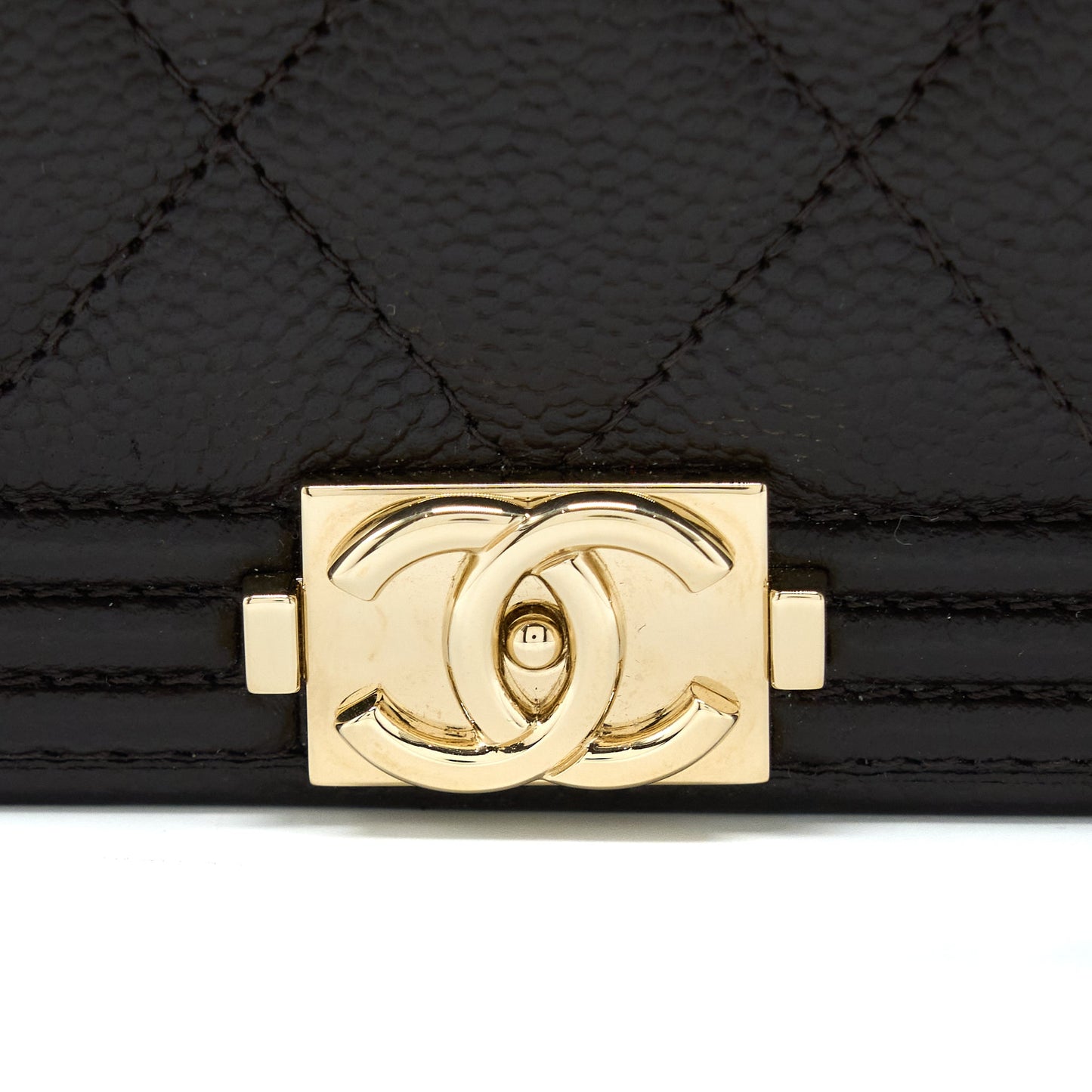 Chanel Boy Wallet On Chain Grained Calfskin Brown L (Microchip)