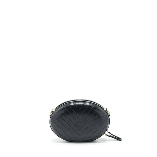 Chanel La Pausa Evening Bag Chevron Calfskin Black L
