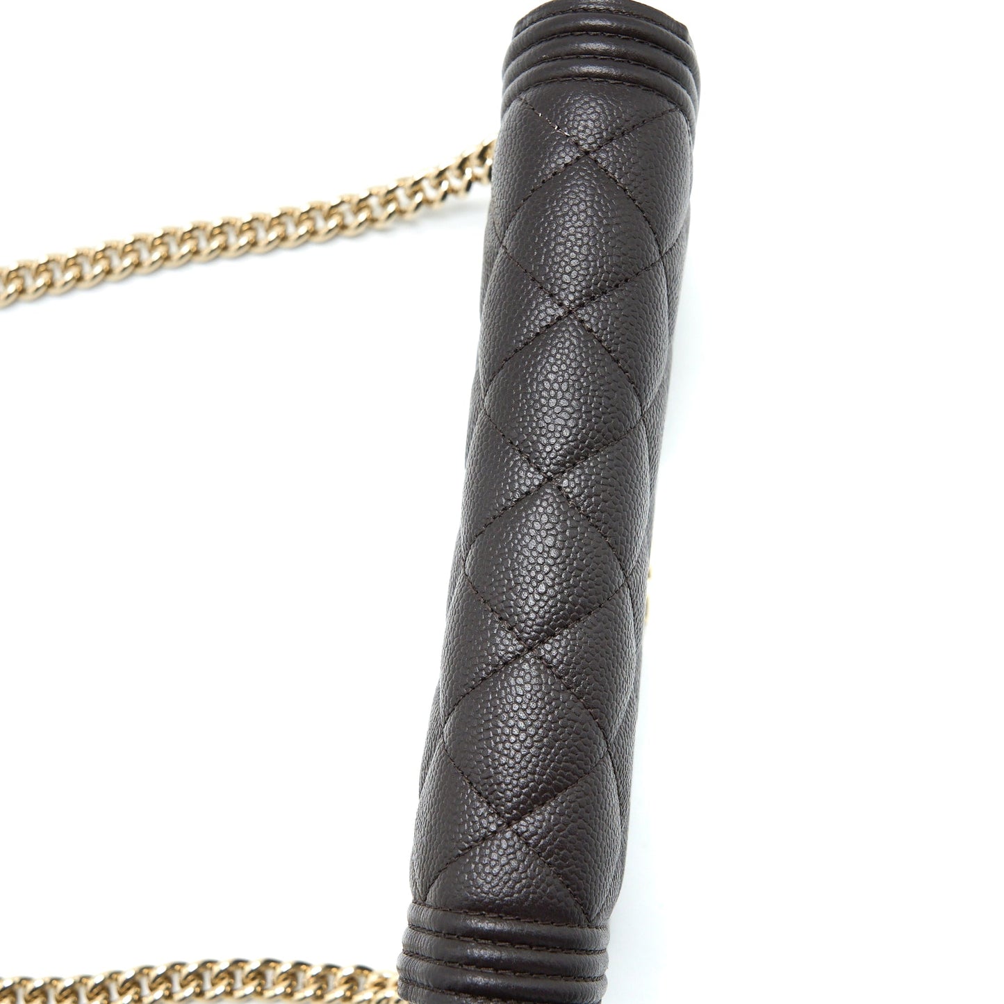 Chanel Boy Wallet On Chain Grained Calfskin Brown L (Microchip)