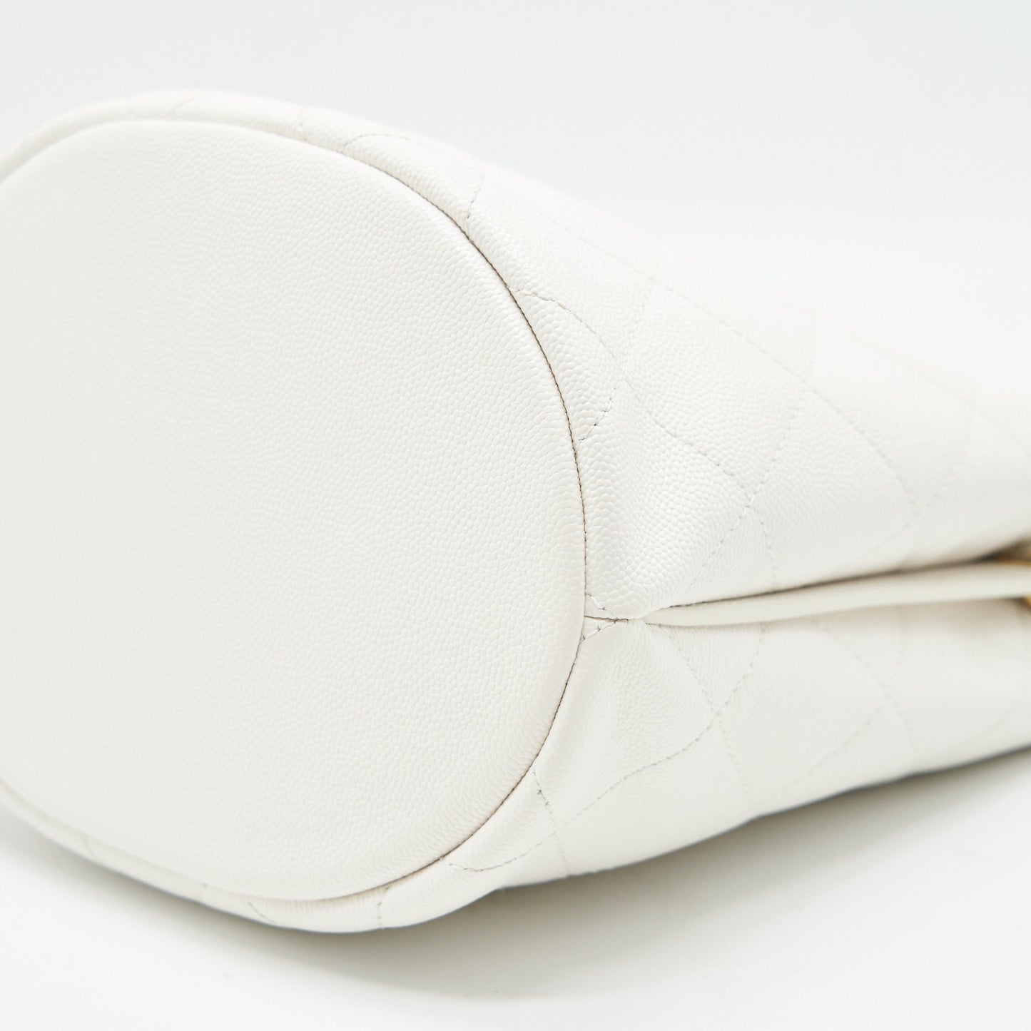 Chanel Bucket Bag With Chain Handle Caviar White
